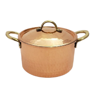 Olla de Cocina de Latón Puro con Acabado Martillado y Cobre, Olla para Cocinar con Tapa, Juego de Utensilios de Cocina de Cobre con Tapa - Product Image 1