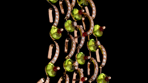 Collar de Mujer en Plata de Ley 925 con Baño de Oro Rosa, Multicapa, con Diamantes Cultivados en Laboratorio y Peridotos Verdes, de Lujo, para Boda - Product Image 5