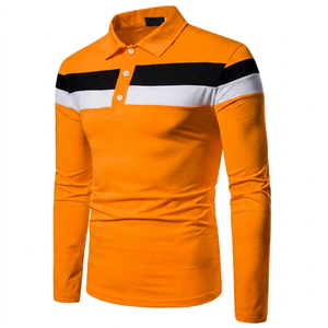 เสื้อโปโลแขนยาวผู้ชาย สีเหลือง ลายทาง ดีไซน์ถักแบบลำลอง - Product Image 3