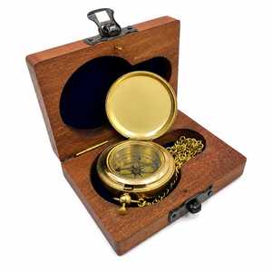 Boussole de voyage décorative Hs Husnain Crafts, artisanale en laiton avec étui en bois dur, navigation maritime directionnelle, meilleurs gadgets nautiques bon marché - Product Image 1