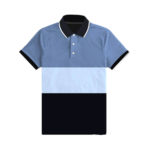 Men's Color Blocked Short Sleeve <b>Polo</b> <b>Shirt</b> Regular Fit Casual Woven Solid Design <b>Blue</b> Black White Trim - Product Image 5