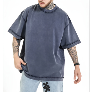 Custom Cropped Boxy Fit Oversized Heavy Weight 100% Cotton T-<b>Shirts</b> Blank Tee Wholesale Drop Shoulder - Product Image 3