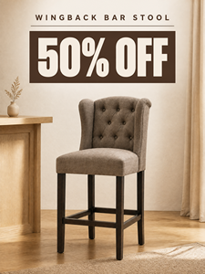 Upholstered Wingback Bar <b>Stool</b> <b>with</b> Button Tufted Back and Wooden Legs <b>for</b> <b>Kitchen</b> <b>Island</b> Home Bar Commercial Use - Product Image 5