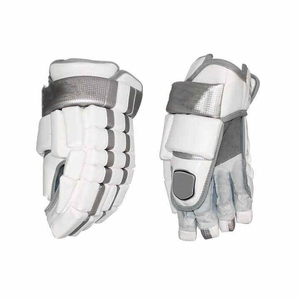 SPORTEX WEARS Ice Hockey Gloves Full Finger Breathable Polyester <b>Hook</b> Loop Closure Unisex All Seasons White Gray - Product Image 1