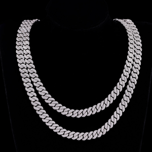 Hiphop Unisex 925 Sterling <b>Silver</b> Gold Plated Round Brilliant Moissanite Link <b>Chain</b> Necklace GRA Certified Wedding Gift Jewelry - Product Image 3