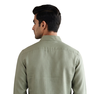 Chemise à manches longues pour homme, imprimé floral vert sauge, boutonnée, coupe ajustée, chemise habillée décontractée, fournisseur de vêtements personnalisés - Product Image 4