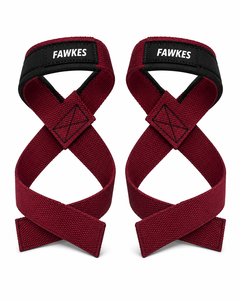 Sangles de levage FAWKES en forme de 8, rouges, réglables, légères, en nylon, pour musculation, unisexe, fermeture à boucle, sans élasticité, prix abordable - Product Image 1