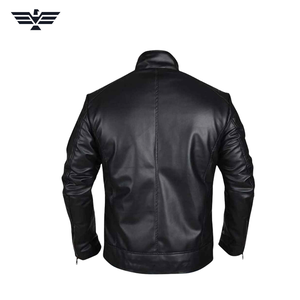 Chaqueta de Motociclista Bomber de Cuero Genuino Negro para Hombre, Marca EMPIRE TREND WEARS, Ecológica, con Cuello Alto y Cierre de Cremallera - Product Image 6