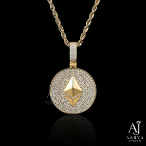 Colgante de Cruz con Incrustaciones de Moissanita, Chapado en Oro de 18K, Plata 925, Collar con Colgante Redondo Estilo Hip Hop, Unisex - Product Image 1