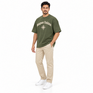 Camiseta personalizada para hombre, 100% algodón, 150GSM, de lujo, cuello redondo, hombros caídos, estilo urbano, oversize - Product Image 5