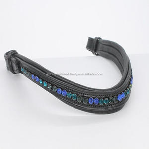 Banda de cuero para cejas de caballo de la mejor calidad, forma de onda, 12mm, cristal grande, oro rosa, color topacio ahumado, banda para cejas ostentosa - Product Image 2