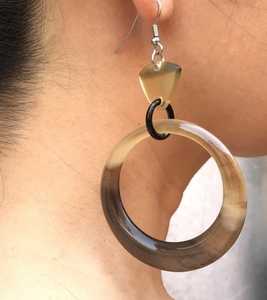 <b>Cow</b> and Buffalo Horn Handmade Eco-Friendly Natural Shape Modern Wedding Earrings From Uttar Pradesh MN EXPORTS - Product Image 3