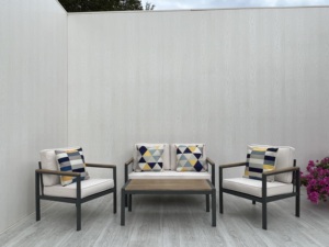 Fabriqué au Vietnam, ensemble de canapés d'extérieur modernes en aluminium avec coussins en polyester pour meubles de jardin et salon, design contemporain - Product Image 3