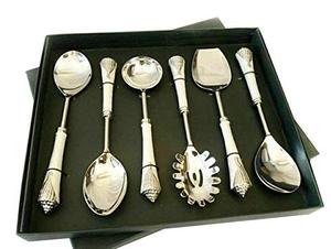 Juego de Cucharas para Servir Plateadas, Diseño Clásico, Acabado Espejo, Mango Largo, Utensilios de Cocina Duraderos para Bodas y Eventos - Product Image 1