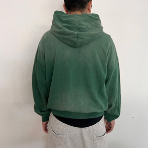 Sudadera con Capucha y Cremallera Extra Grande para Hombre, Verde Sólido, Algodón French Terry, Estilo Casual para Otoño - Product Image 2