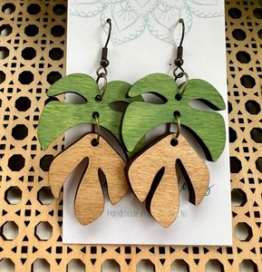 Boucles d'oreilles pendantes rustiques en bois naturel, très appréciées, pour femme, finition polie, idéales pour les fêtes et le quotidien, bijoux fantaisie. - Product Image 3