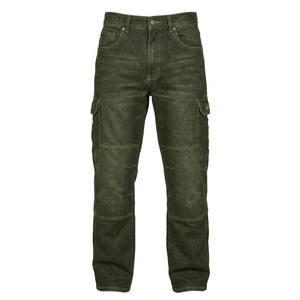 Pantalon de travail cargo pour homme, en denim résistant à l'abrasion, avec texture intégrale, multi-poches, robuste, style motard. - Product Image 1