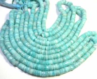 Perles de pierre précieuse Amazonite bleue naturelle de qualité supérieure, 7-7,5 mm, taille facetée, brin de 16 pouces, forme Heishi pour la fabrication de bijoux