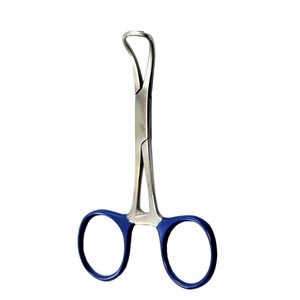 Pinces à serviettes chirurgicales CYNAMED en acier inoxydable avec poignée bleue, certifiées CE Classe I, pour usage chirurgical et dentaire - Product Image 1