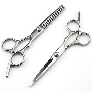 Ciseaux de coiffure professionnels, ensemble de ciseaux de <span class=keywords><strong>barbier</strong></span> avec sac, outils personnalisés en acier inoxydable argenté, logo, emballage élégant, tranchants - Product Image 1