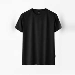 Camiseta de punto de algodón 100% para hombre, cuello redondo, lisa, de ajuste regular, transpirable, de secado rápido, informal, para oficina, 180g - Product Image 1