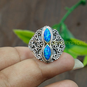 แหวนโอปอลสวยงาม แหวนเงินแท้ 925 แหวนสเตทเมนท์ แหวนดีไซน์ไม่ซ้ำใคร แหวนโอปอล เครื่องประดับโอปอล ของขวัญคริสต์มาสสำหรับแฟนสาว - Product Image 4