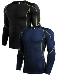 Camiseta Deportiva de Compresión de Manga Larga para Hombre, Color Sólido, Secado Rápido, Corte Ajustado, Cuello Redondo, Tejido de Poliéster - Product Image 6