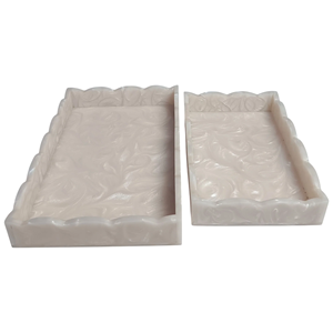 Plateau de service de luxe en résine écologique polie, résistant au lave-vaisselle, pour snacks, boissons, bijoux, idéal pour les fêtes – Style américain – Offre spéciale - Product Image 4