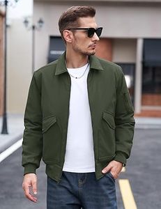 TACVASEN เสื้อแจ็คเก็ตบอมเบอร์ผู้ชาย เสื้อแจ็คเก็ตบุนวมหนา ซิปปิด กันน้ำ กันลม เสื้อโค้ทกันหนาวพร้อมกระเป๋า 6 ช่อง - Product Image 2