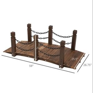 Ponte da Giardino in Legno con Finitura Arcuata e Ringhiere in Catena Metallica per Allestimenti Esterni Stagionali - Product Image 4