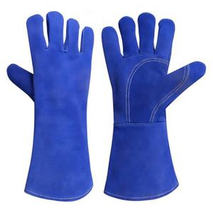 Gants de soudage rouges longue 14 pouces, industriels m m, résistant à la chaleur, Argon TIG, cuir de vache fendu, vente en gros - Product Image 2