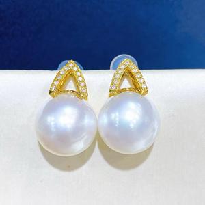 Natural Pearl S925 Pure Silver Stud Earrings 10-9MM Flawless Cold Light with <b>Matching</b> Gift <b>Box</b> - Product Image 2