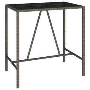 Conjunto de Bar para Jardín de Ratán PE Gris y Acero con Recubrimiento en Polvo, con Vidrio Templado, Colección de Muebles de Exterior Premium - Product Image 6