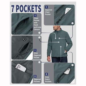 High Demand Men’s Softshell Jacket Breathable Front Zipper Adjustable Drawcord Hem With Stand Up Collar Men's Softshell Jacket - Product Image 4