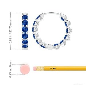Pendientes de Aro Huggie de Lujo con Zafiro Azul Redondo en Oro Blanco de 14K |   Joyería Fina Personalizada OEM ODM, Regalos de Joyería de Oro Premium - Product Image 3
