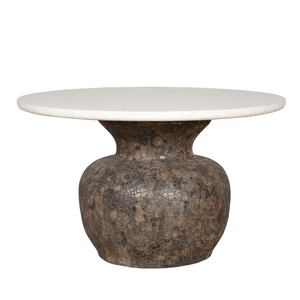 Mesa de Comedor Redonda Moderna con Tapa de Terrazo y Base de Cerámica, Diseño Impermeable y Estable para 4 Personas, Muebles para Comedor, Villa o Parque - Product Image 1