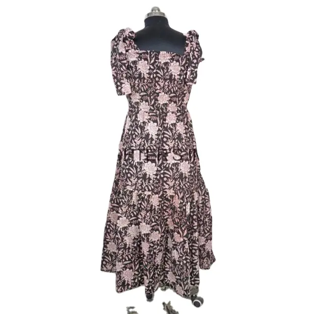 Hint el bloğu baskılı elbise kadın giyim konfor giyim için cepler ile yaz elbisesi yaz çiçek elbise