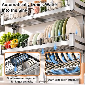 Escurridor de platos de acero inoxidable de 3 niveles sobre el fregadero, organizador de cocina con soporte para utensilios y soporte para tablas de cortar - Product Image 6