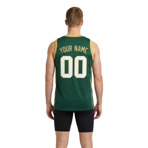 Kit de basketball personnalisé pour hommes, maillot sans manches à col en V avec lignes latérales contrastées et short uni, noms et numéros d'équipe personnalisés - Product Image 2