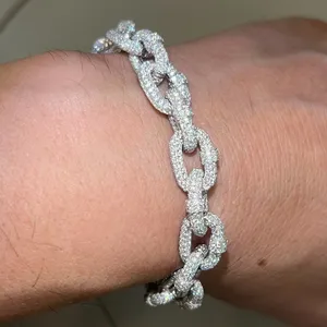 Real Silver VVS Moissanite Oval Link <b>Chain</b> Necklace <b>Iced</b> <b>Out</b> Oval Paperclip Link Choker Hip Hop Jewelry Pass Diamond Tester - Product Image 2