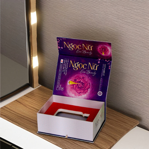 Boîtes cadeaux magnétiques pliables de luxe pour cosmétiques haut de gamme Portable réutilisable rigide laminé brillant pour masques de soins de la peau - Product Image 3