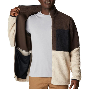 Men's Solid <b>Fleece</b> <b>Jacket</b> Front Zipper Cotton <b>Lined</b> Breathable Casual Winter Wear Standard Regular Fit with Pockets - Product Image 4