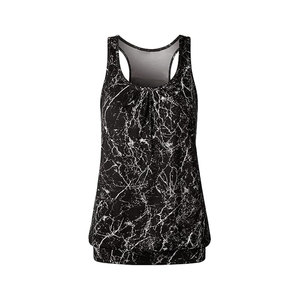 Women's <b>Black</b> Marble Print Ruched Tank <b>Top</b> Scoop Neck Casual Breathable Knitted Spandex Polyester <b>Top</b> - Product Image 1