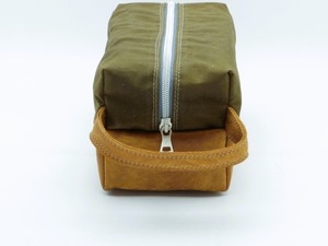 Custom Logo Vintage Waxed Canvas Leather Toiletry Bag <b>Mens</b> Shaving Dopp Kit Travel Cosmetic Organizer <b>Pouch</b> Case LCTB-0090 - Product Image 3