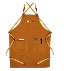 Tablier de barman professionnel en toile avec logo personnalisé, sangle en cuir réglable, uniforme de mixologie, luxe, pour personnel de bar de boîte de nuit - Product Image 4
