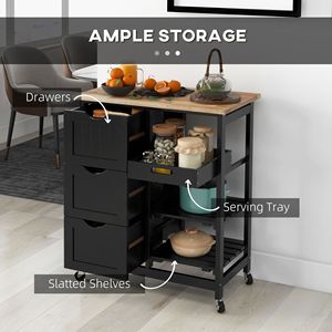 Carrello da Cucina Moderno in Rovere con Ripiani Regolabili, Cassetti e Piano in MDF Ecologico - Product Image 4