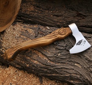 Hacha Vikinga de Acero Industrial de Alto Carbono Forjada a Mano, Mango de Madera de Fresno Personalizado OEM, Hacha con Barba, Funda de Cuero, para Camping y Bushcraft - Product Image 1