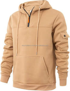 Sweat-shirts à capuche pour hommes de haute qualité du fabricant, 100 % coton biologique, à demi-zip, motif uni, col à capuche, numérisés - Product Image 2