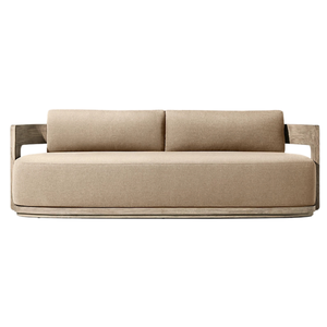 Scandinavian Style Outdoor <b>Sofa</b> Solid Teak <b>Wood</b> <b>Frame</b> Contemporary Lounge Seating Waterproof Cushion for Patio Hotel Villa - Product Image 6