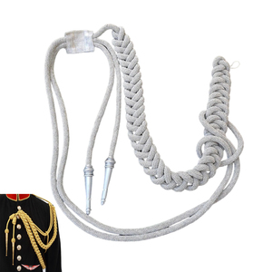 <b>Silver</b> Black Uniform Aiguillette <b>Silver</b> <b>Wire</b> Cord British Aiguillette Gold Braided Metallic Cord With Brass - Product Image 3